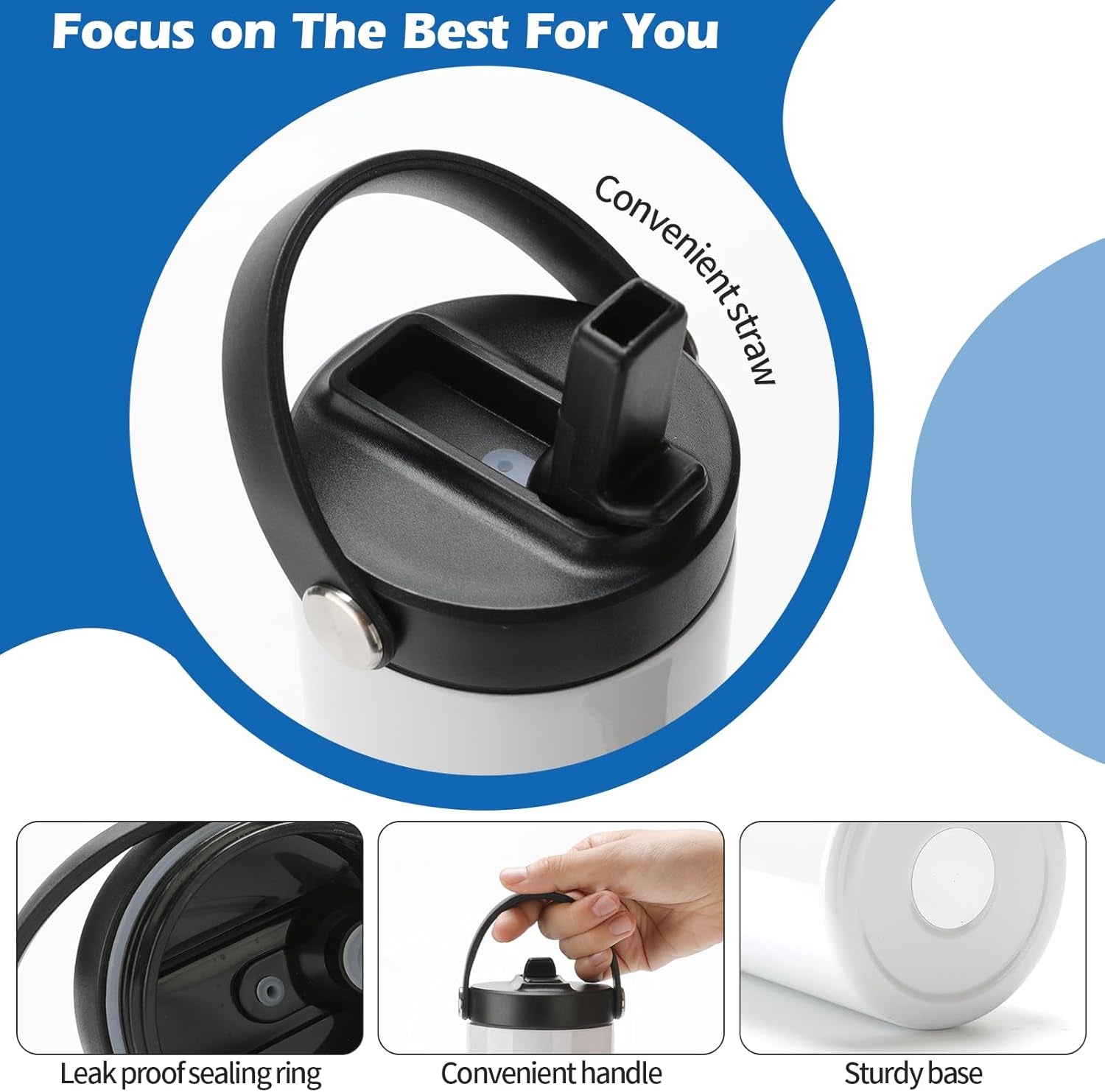 25 Pack Sublimation Tumblers Flat Edge Blanks Skinny Straight 20 Oz, Stainless Steel Double Wall Insulated Sublimation Water Bottles with Portable Handle & Straw Lids for Heat Transfer, White