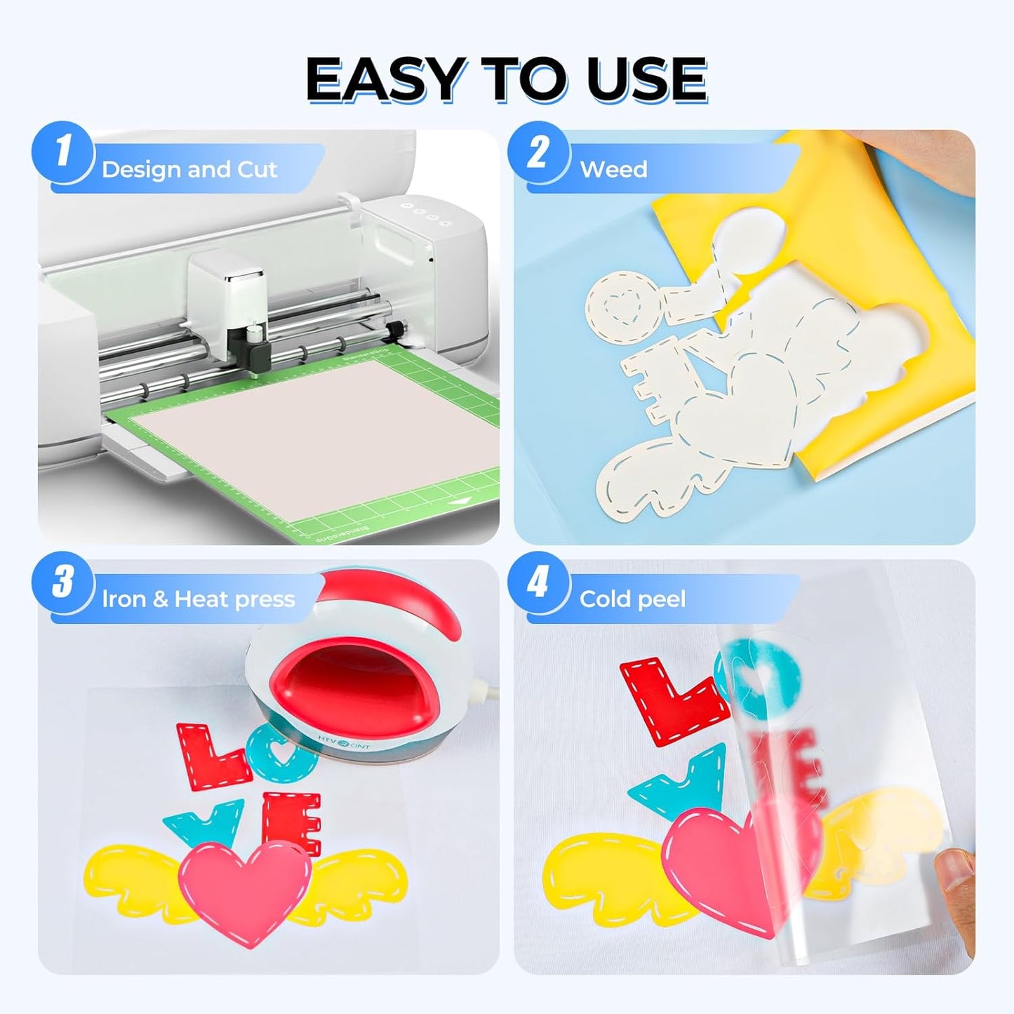 Heat Transfer Vinyl Roll -12" X 4FT Yellow + White HTV Vinyl for T-Shirts, Iron on Vinyl for All Cutting Machines - Easy to Cut & Weed for HTV Heat Transfer Vinyl Design