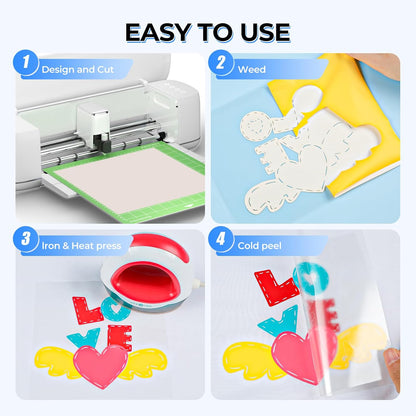 Heat Transfer Vinyl Roll -12" X 4FT Yellow + White HTV Vinyl for T-Shirts, Iron on Vinyl for All Cutting Machines - Easy to Cut & Weed for HTV Heat Transfer Vinyl Design