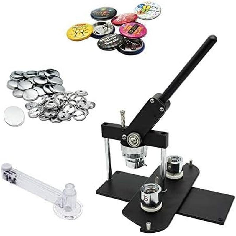 Chibuttons Pro 25Mm (1") Metric Button Maker Machine B400 Kit | All-Metal Craft Press with 500 Sets Components, Adjustable Circle Cutter & Moulds | Tiny Buttons, Mini Badges, Custom Pins (Black-New)