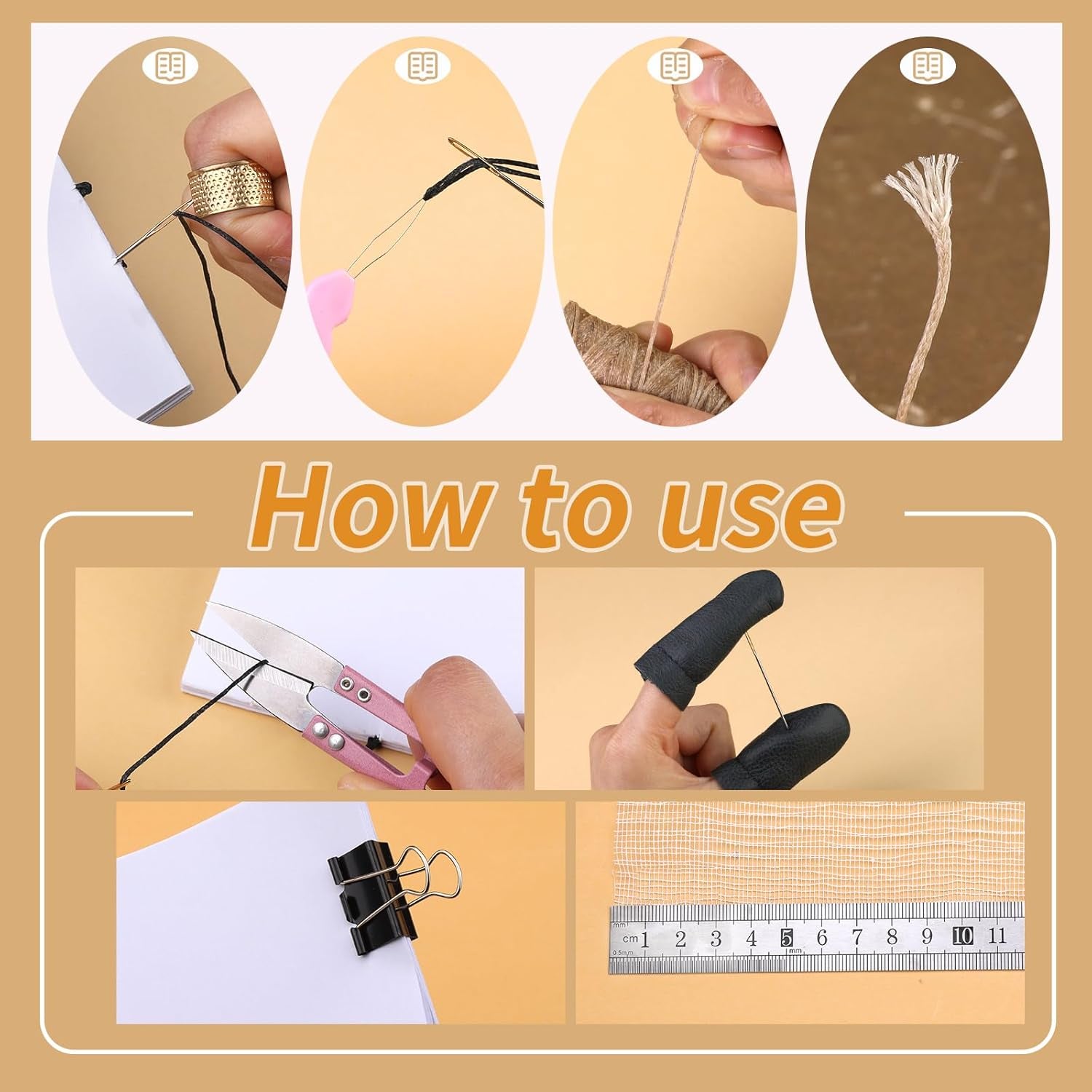 Book Binding Kits Bookbinding Kit Book Binding Materials Bone Folder Tool | 33 Pcs Paper Folding Tool Book Binding Supplies with Sewing Needle Waxed Thread Steel Ruler Awl for Bookbinding