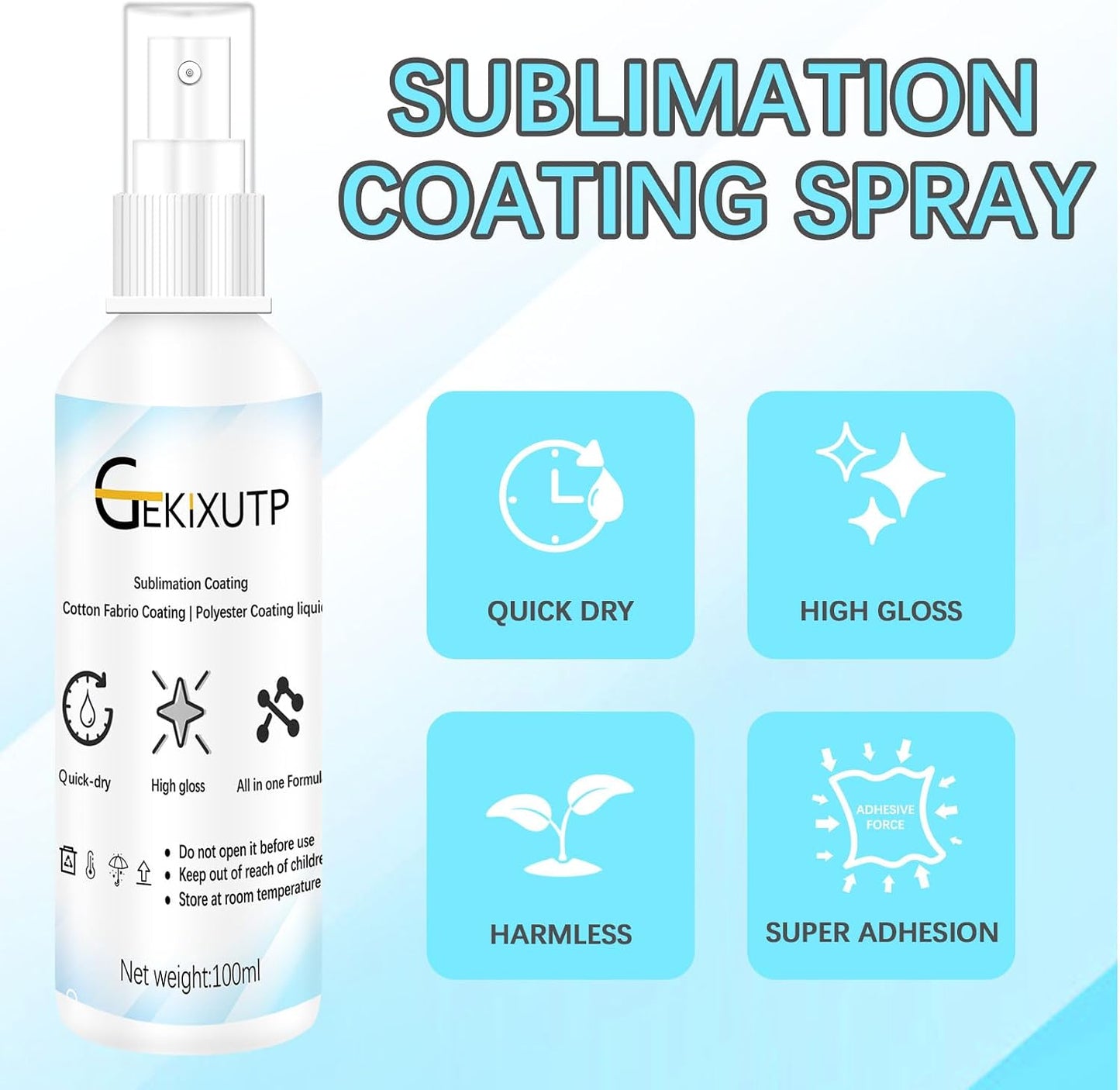 4 X 100Ml Sublimation Spray for Cotton Tshirts，Sublimation Coating Spray for T-Shirts, Canvas, Polyester Fabric，Quick Dry, High Gloss，Polyester Spray for Sublimation (4 Pcs Sublimation Coating Spray)