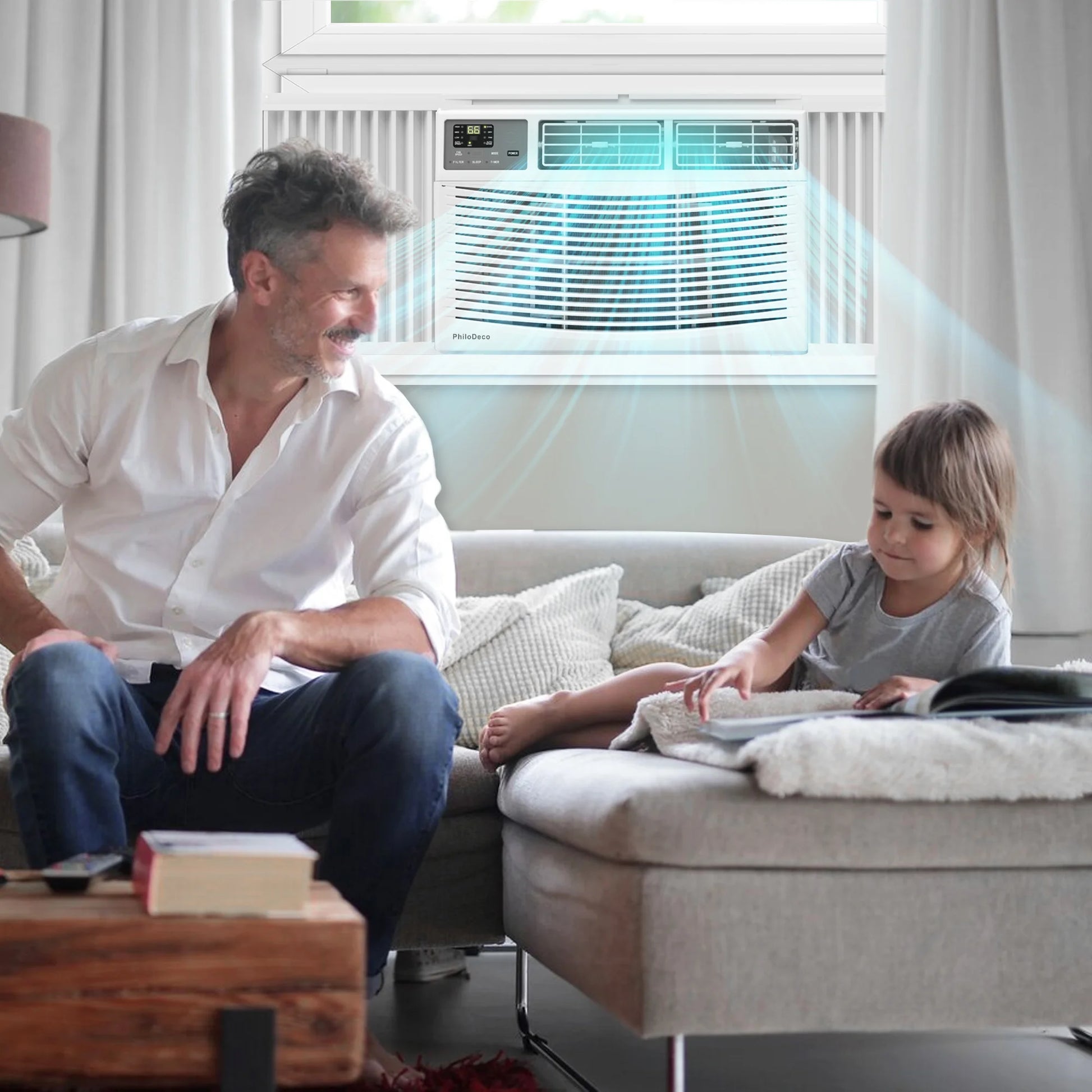 8000 BTU Window Air Conditioner 350 Sq. Ft. Intelligent, LED Display Screen, with Remote Control,Ac Can Be Used as a Dehumidifier/Fan, Operates Quietly, Energy-Saving. Timer/Sleep and ECO