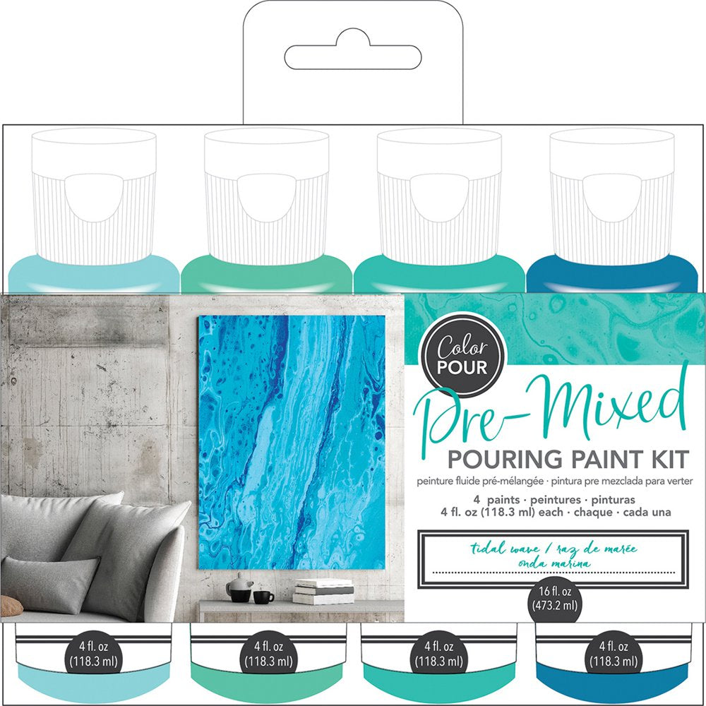 Color Pour Pre-Mixed Paint Kit 4/Pkg-Tidal Wave