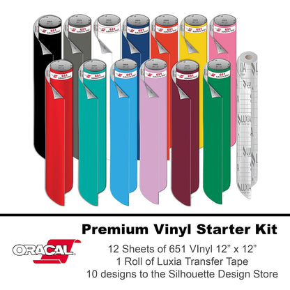 Cameo 5 Bundle with Vinyl and Heat Transfer Starter Kits, 24 Pack of Pens, Tool Kit, Start up Guide with Extra Designs (Matte Black)