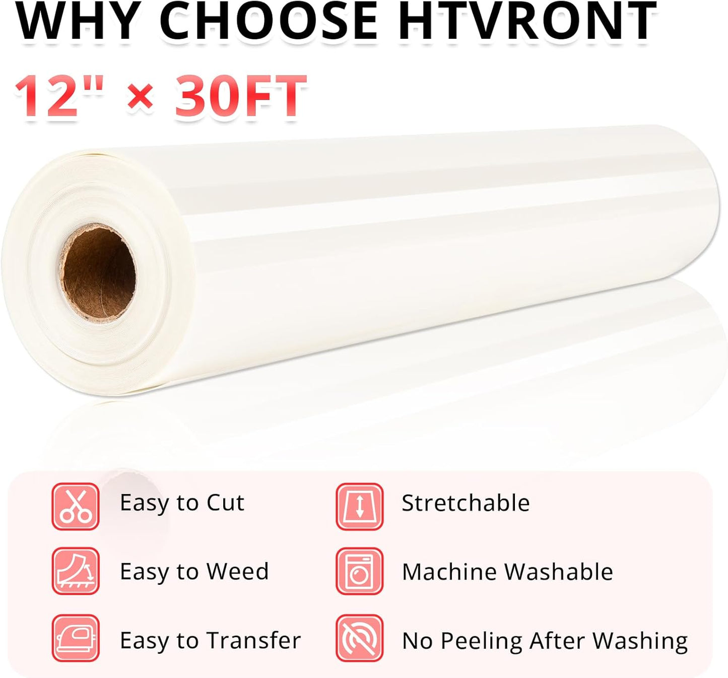 Automatic Heat Press Machine for T Shirts - Heat Press 15X15 &  White Heat Transfer Vinyl Roll - 12" X 30Ft