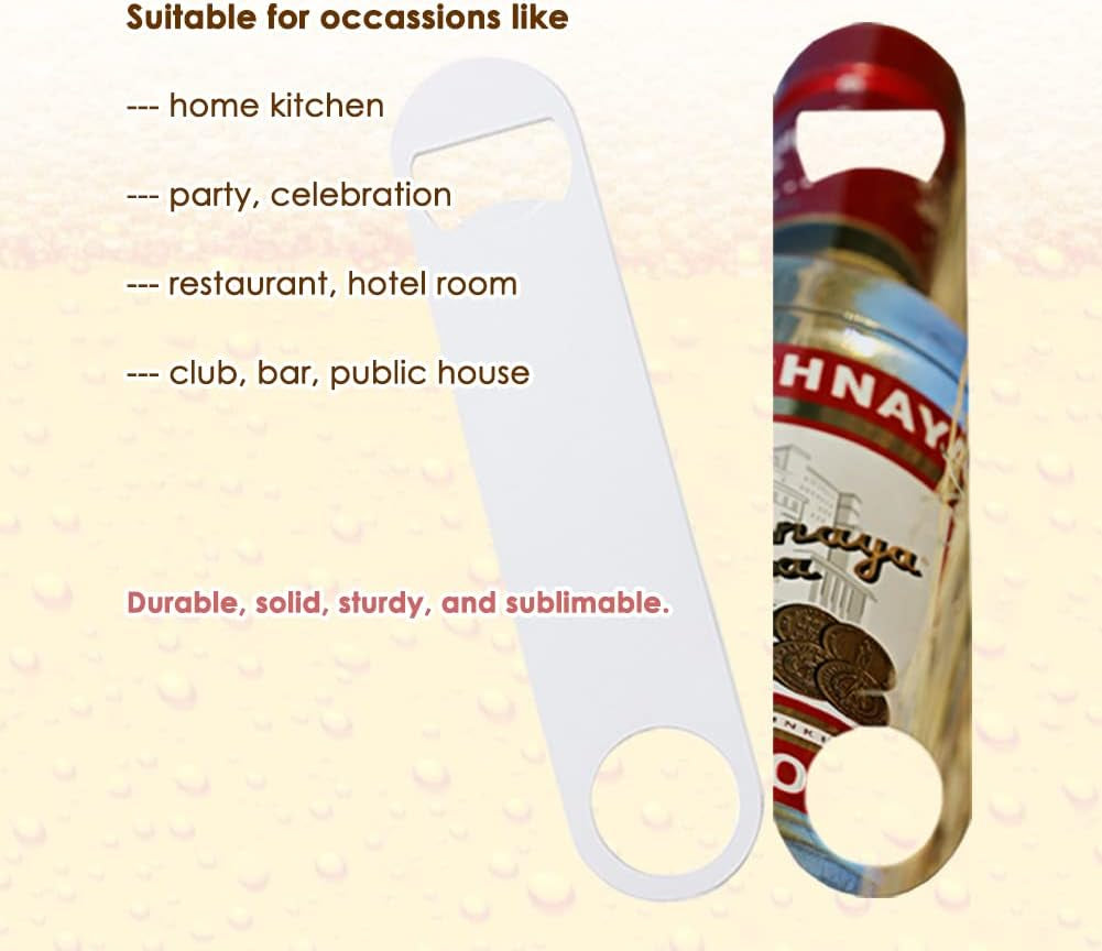 12Pcs Set Sublimation Bottle Opener - 6.97*1.58 Inch Stainless Steel Beer Bottle Opener Custom Sturdy Sublimation Blank Gifts Kitchen Restaurant Bar Tool (17.7*4Cm) Bottle Opener Blanks