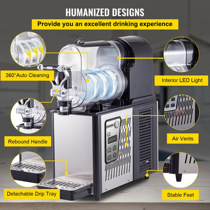 brand Commercial Slushy Machine,3L Margarita Machine, Single Bowl Stainless Steel Frozen Drink Slush Machine,Black