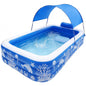 Inflatable Pool with Canopy, Family Size Swimming Pool Thickened Kiddie Pool for Kids Children Family Outdoor, 120'' X 68'' X 57''