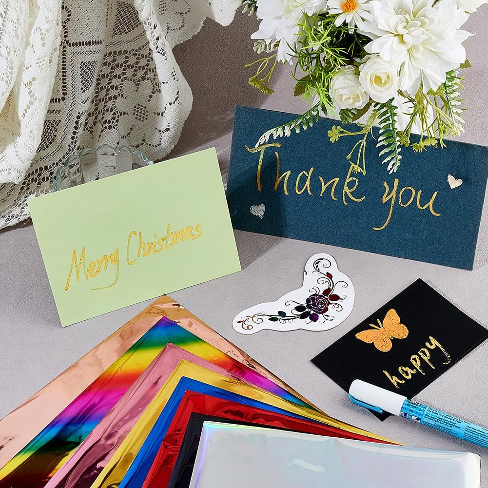 SUPERFINDINGS 60 Sheets Toner Reactive Foil 10 Colors Transfer Foil Paper A4 Foils Paper Sheet for Laser Printer+Laminator Metallic DIY Craft Embossing Scrapbooking Cards Making 11.4X7.3Inch