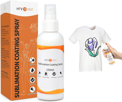 HTVRONT Sublimation Coating Spary for Cotton Shirts 150Ml, Sublimation Spray for All Fabric, Canvas, Carton, Pillow, Sublimation Spray Quick Dry & High Gloss, Vibrant Color & Strong Adhesion