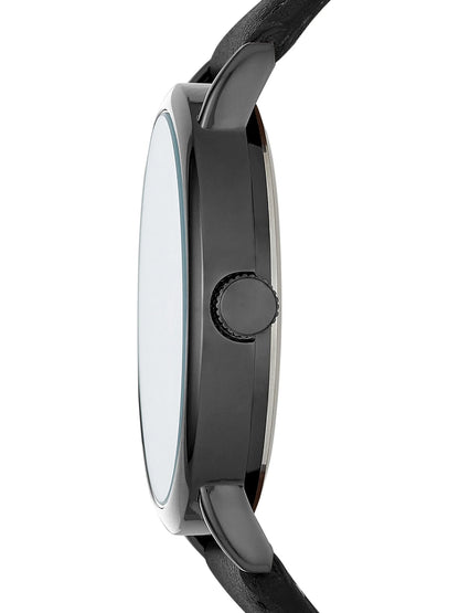 Men'S Watch: Gunmetal Tone Case, Black Easy Read Dial, Black Vegan Leather Band (FMDOGE046)