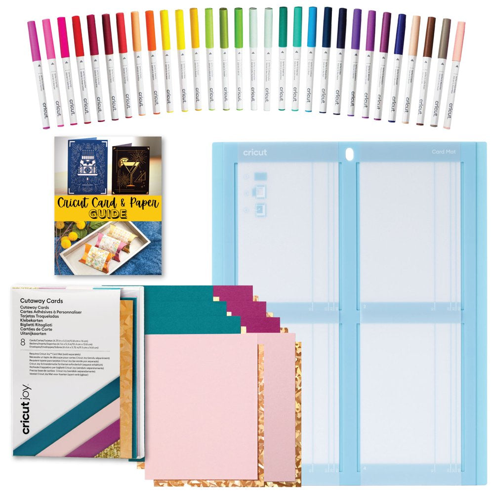 Cutaway Cards with 2X2 Card Cutting Mat and 30 Piece Pen Set Bundle