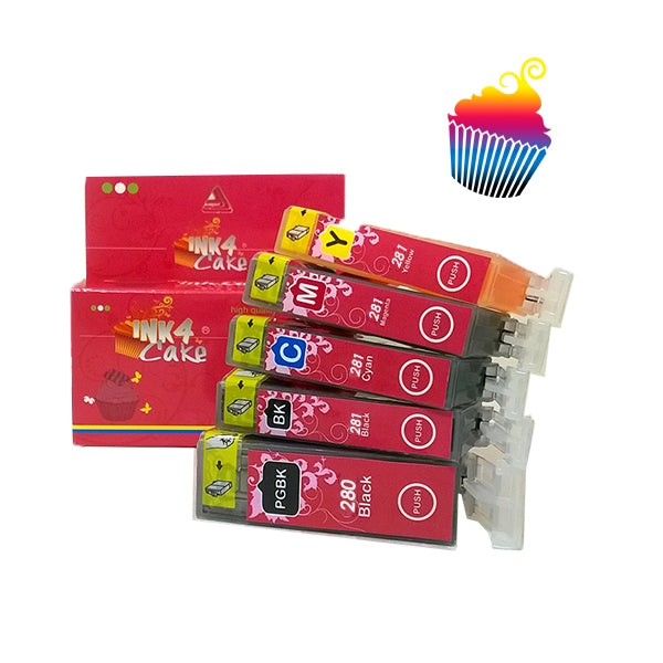 Ink4Cakes edible ink 280/281 280-281XL Edible Ink Cartridge Set - Compatible with Canon Printers