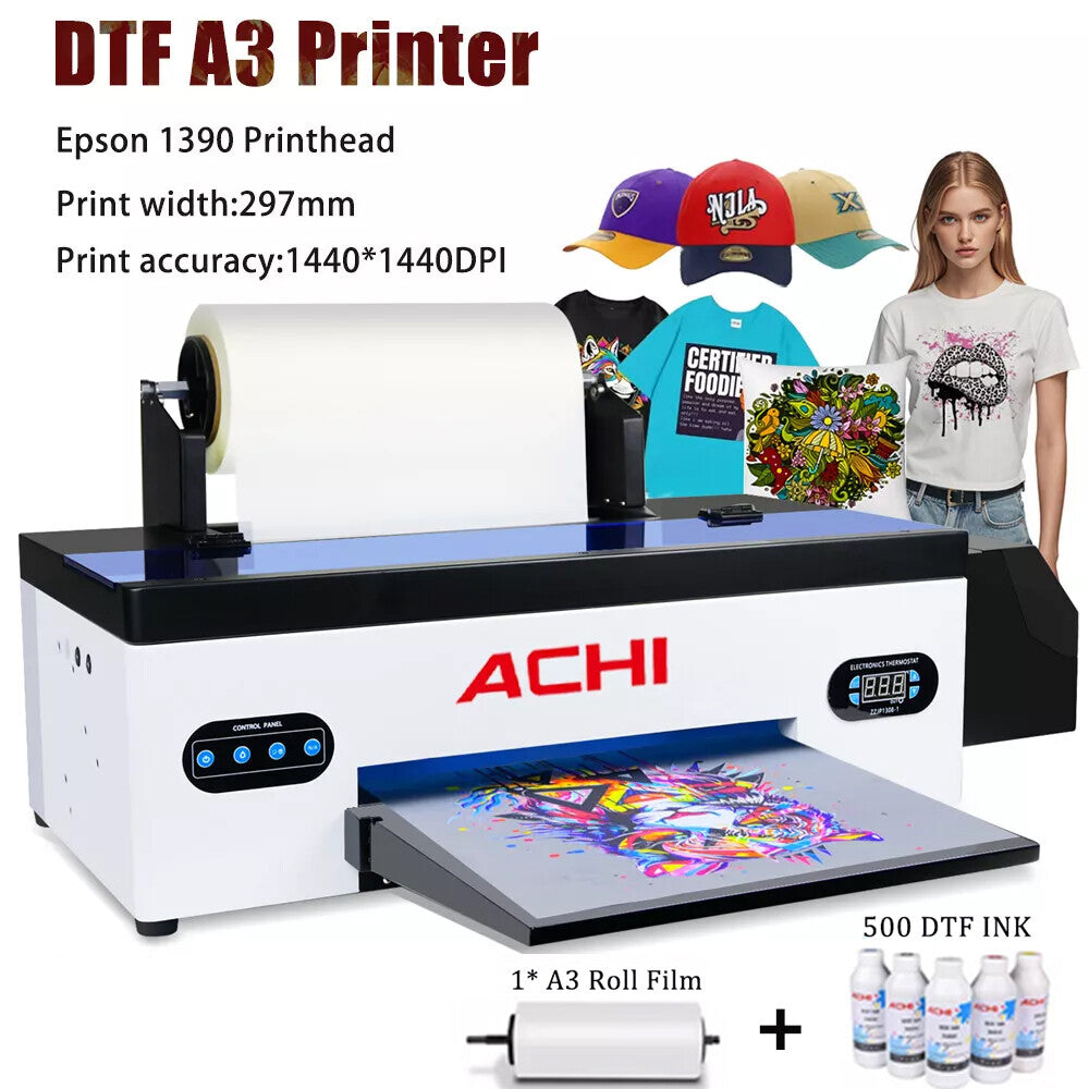 A3 DTF Roll Printer Direct to Film for T-Shirt Epson1390 Head 500Ml DTF INK US