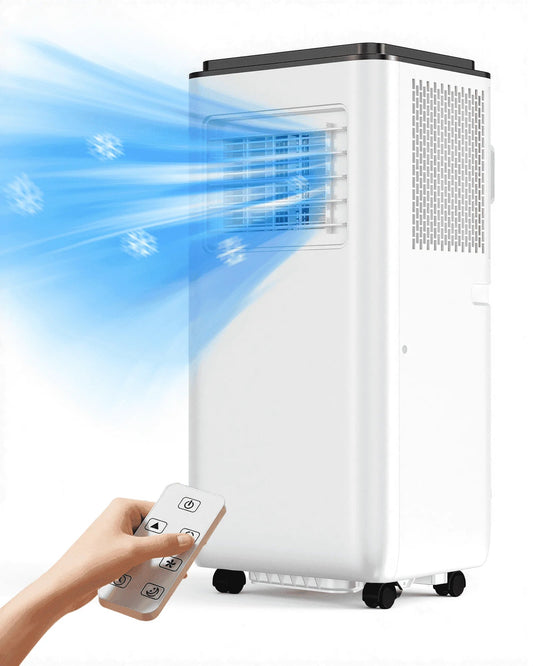 Portable Air Conditioners 10,000 BTU for Rooms up to 450 Sq.Ft. Portable AC, Dehumidifier, 24H Timer, Sleep Mode & Water Level Indication, Remote Control & Window Kit, White & Black