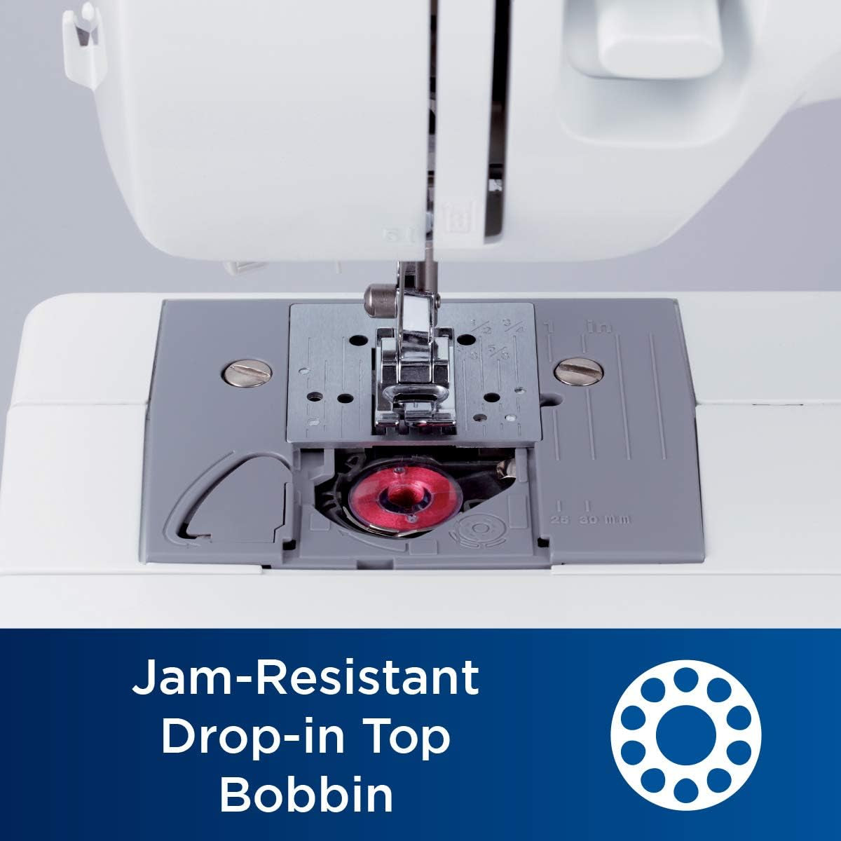 Brother XM2701 Lightweight Sewing Machine 27 Stitches | 27 Built-In Stitches, 1-Step Auto-Size Buttonhole, Needle Threader, Jam-Resistant Top Drop-In Bobbin