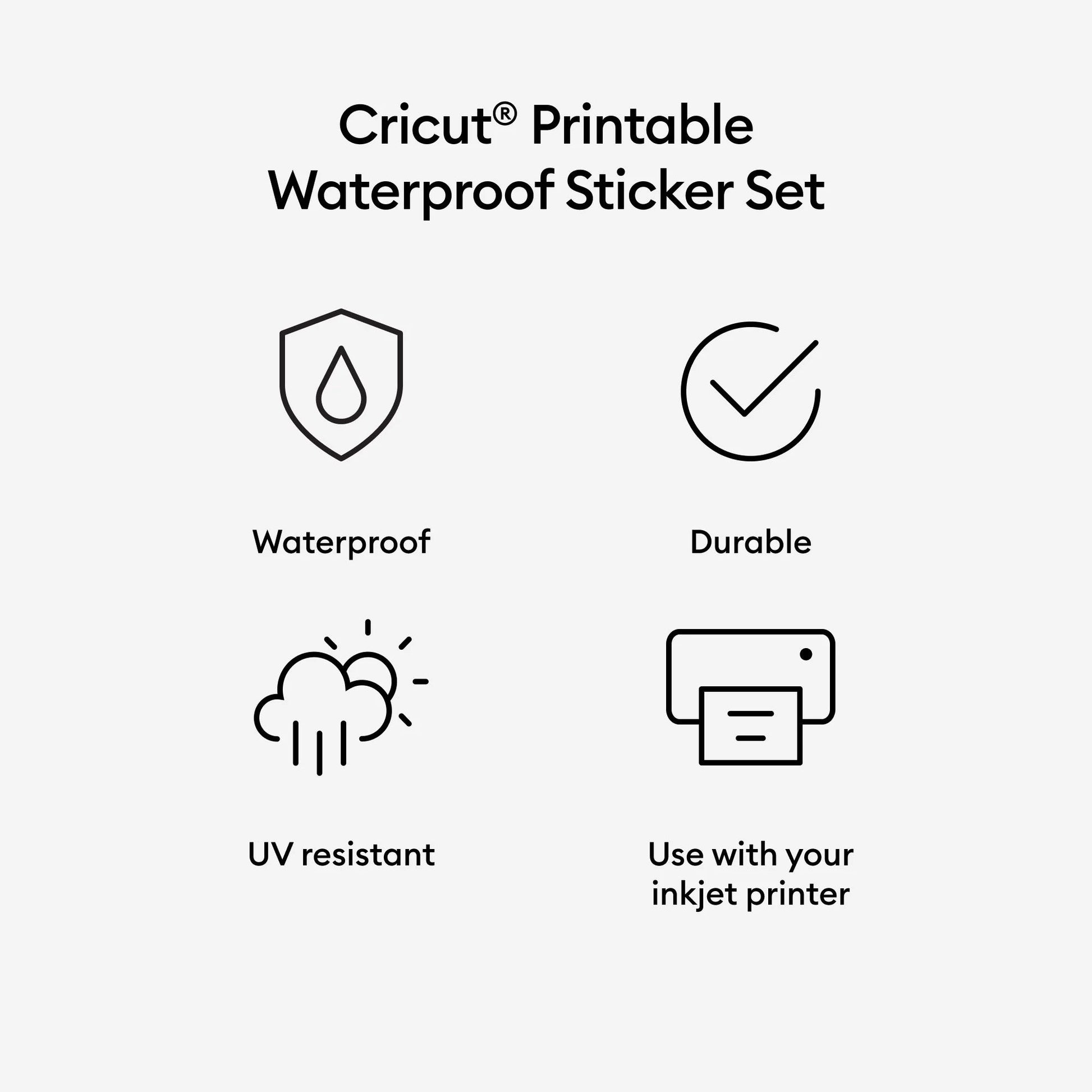 Cricut Waterproof Sticker Set - US Letter (6 Ct), White, 8.5" X 11", Sheets