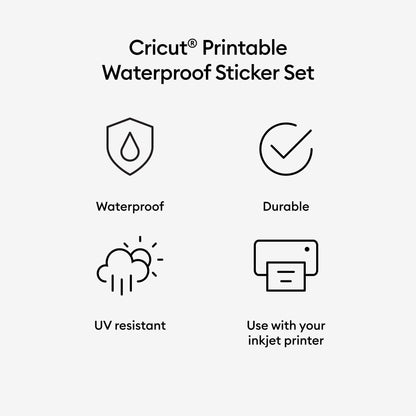 Cricut Waterproof Sticker Set - US Letter (6 Ct), White, 8.5" X 11", Sheets