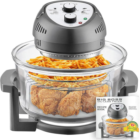 16Qt Large Air Fryer Oven with 50+ Recipe Book Airfryer Oven Makes Healthier Crispy Foods Gray