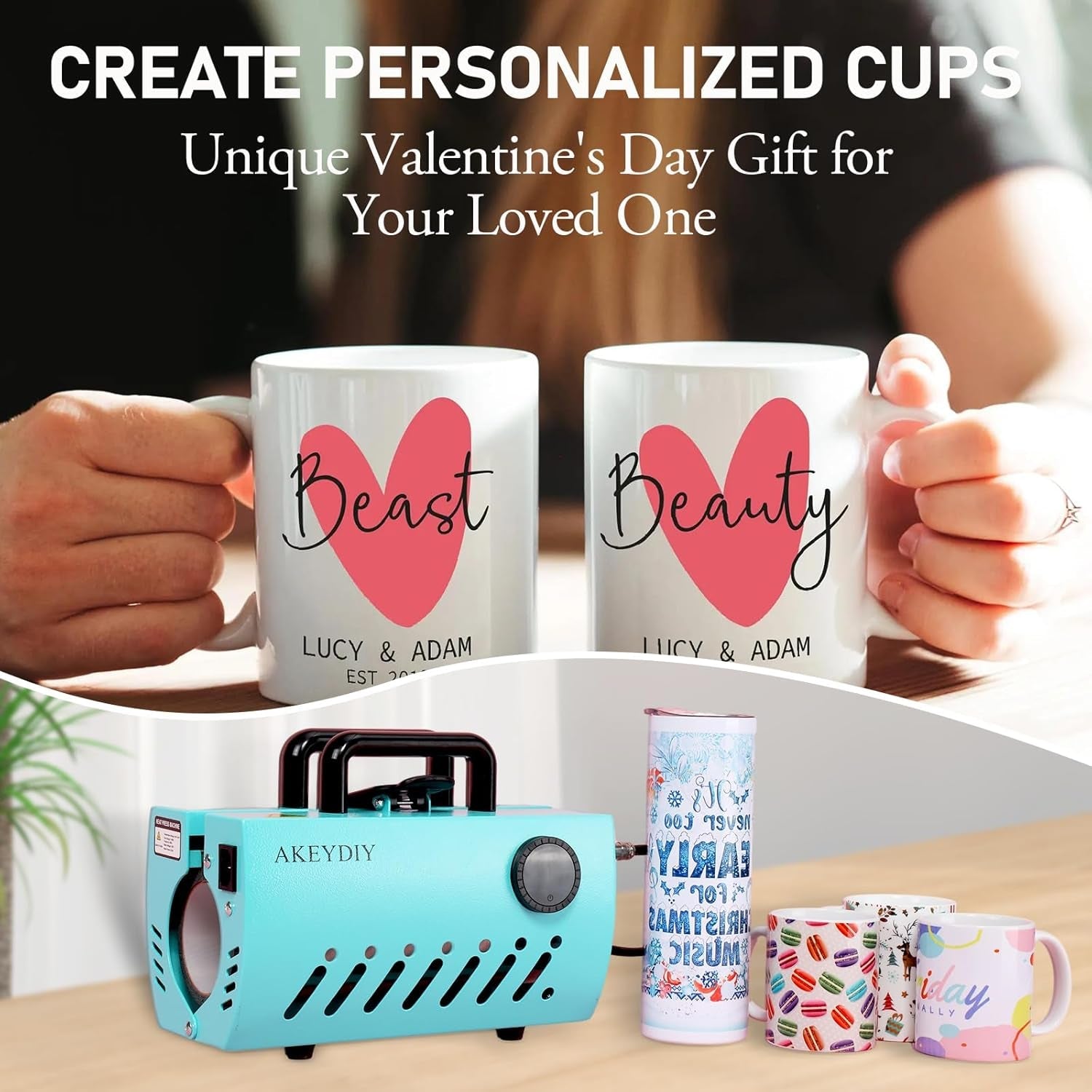 11-30 OZ Tumbler Heat Press Machine, Mug Heat Press DIY Sublimation for 11OZ 16OZ 20OZ Skinny Tumblers Glass/Ceramic/Aluminium Mug Coffee Cup 2.87-3.42In,Blue Cup Press with 20 Heat Papers/Tape/Gloves