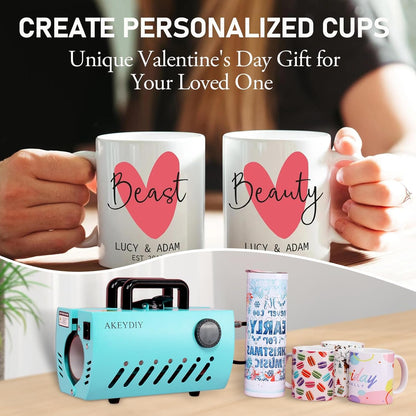 11-30 OZ Tumbler Heat Press Machine, Mug Heat Press DIY Sublimation for 11OZ 16OZ 20OZ Skinny Tumblers Glass/Ceramic/Aluminium Mug Coffee Cup 2.87-3.42In,Blue Cup Press with 20 Heat Papers/Tape/Gloves