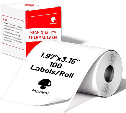 Phomemo Thermal Labels- Sticker Label for M110/M221/M220/M120/M200 Label Printer,1.97"X3.15"(50X80Mm),100 Labels/Roll, Black on White