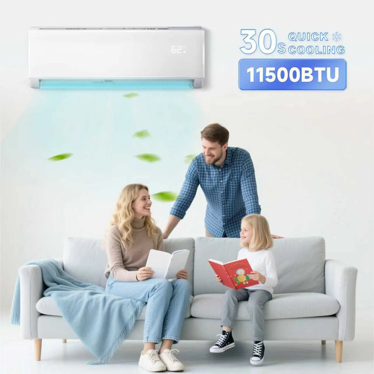 11500 BTU Mini Split Air Conditioner & Heater, Wifi Enabled 115V Energy Saving Wall Mounted Inverter Ductless AC Unit Cools up to 750 Sq. Ft, Heat Pump & Installation Kit
