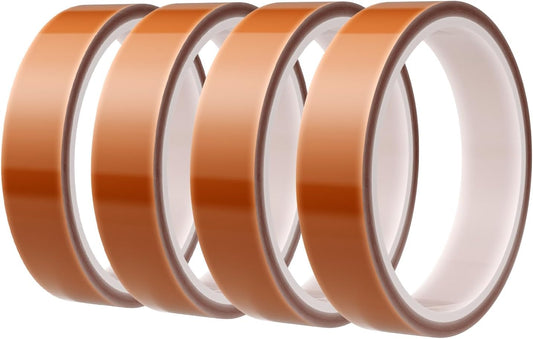 EENOUR 4 Rolls Tumbler Press Heat Resistant Tape 10Mm × 33M, High Temperature Thermal Tape, up to 250℃ (482℉) for Sublimation Blanks Press and Heat Transfer Vinyl (HTV) - 432 Feet Overall