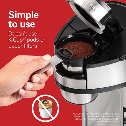 the Scoop Single-Serve Coffee Maker, 14 Oz., Stainless Steel, Model 47550