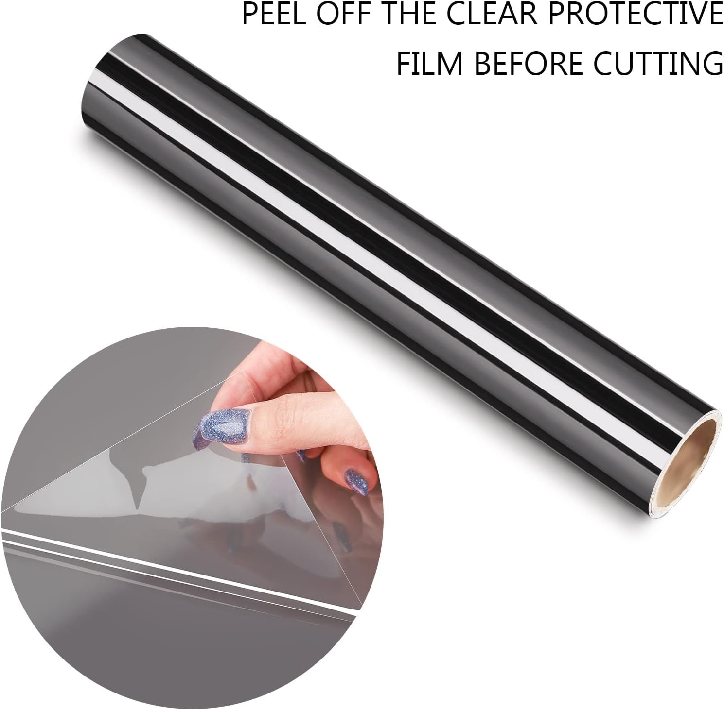 Space Gray Chrome Vinyl Wrap Metallic Permanent Adhesive Vinyl 1Ftx5Ft