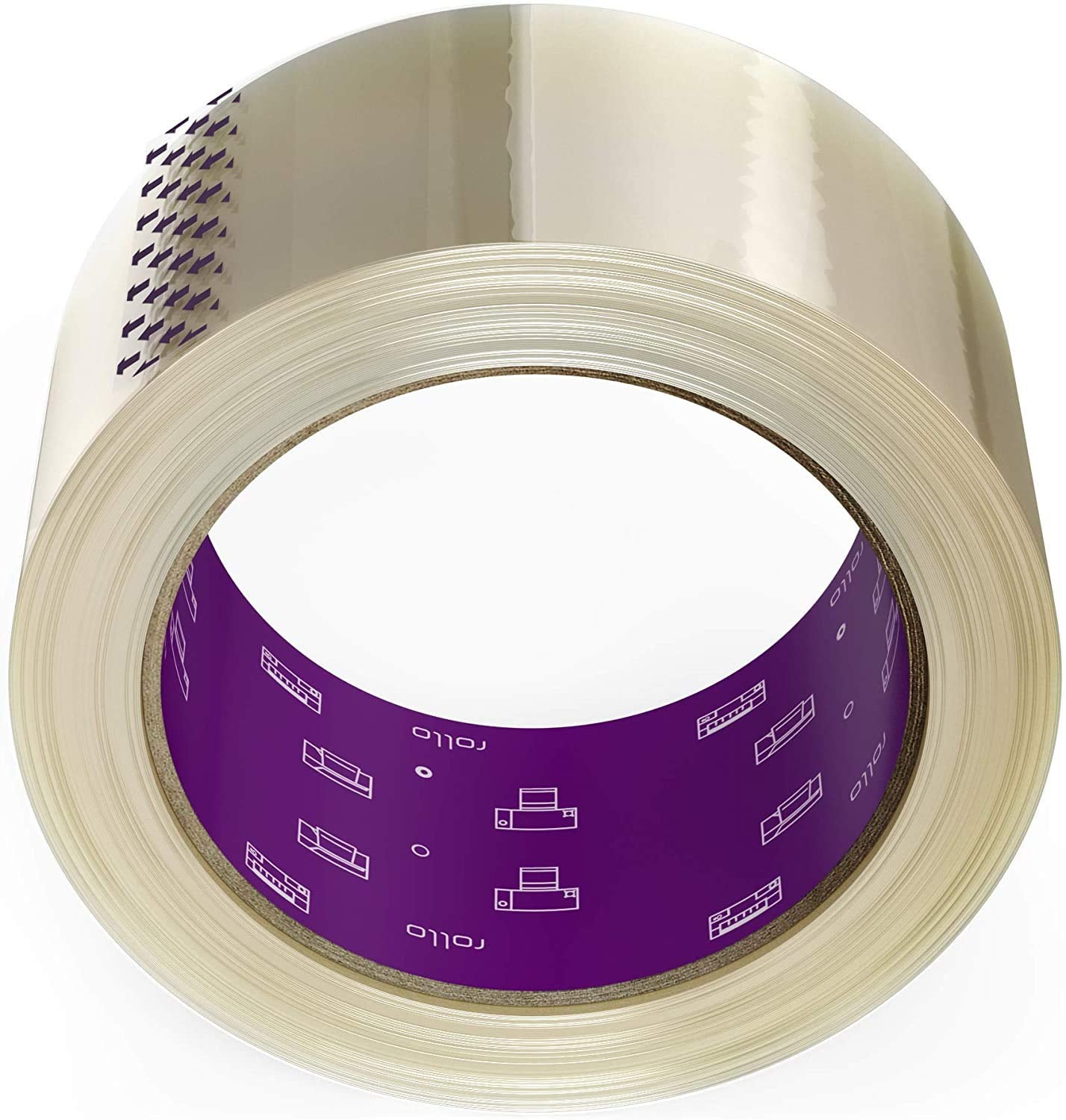 Rollo No Noise Packing Tape - Silent Shipping Tape 60 Yards X 2" Wide X 2.6 Mil Thick (6 Refill Rolls) - Clear Heavy Duty Industrial Quiet Tape for Packaging, Shipping, Moving, Storage with No Bubbles