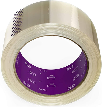 Rollo No Noise Packing Tape - Silent Shipping Tape 60 Yards X 2" Wide X 2.6 Mil Thick (6 Refill Rolls) - Clear Heavy Duty Industrial Quiet Tape for Packaging, Shipping, Moving, Storage with No Bubbles