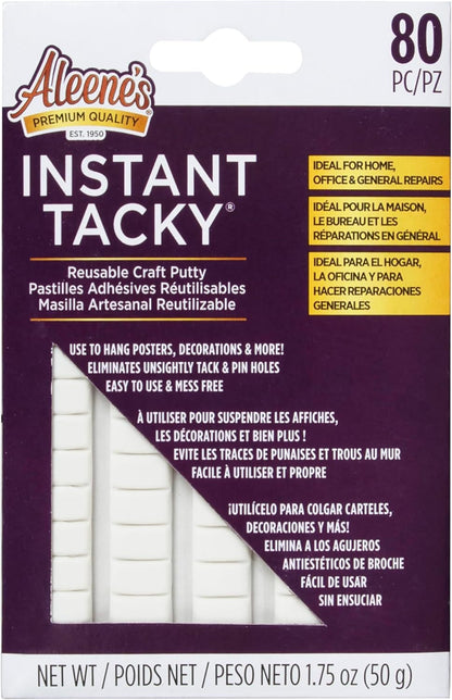 Aleene'S Instant Tcky Reusable Craft Putty, Hang Posters, Decorations, Home Repairs, Easy to Use, Repositionable and Mess Free, 80 Piece
