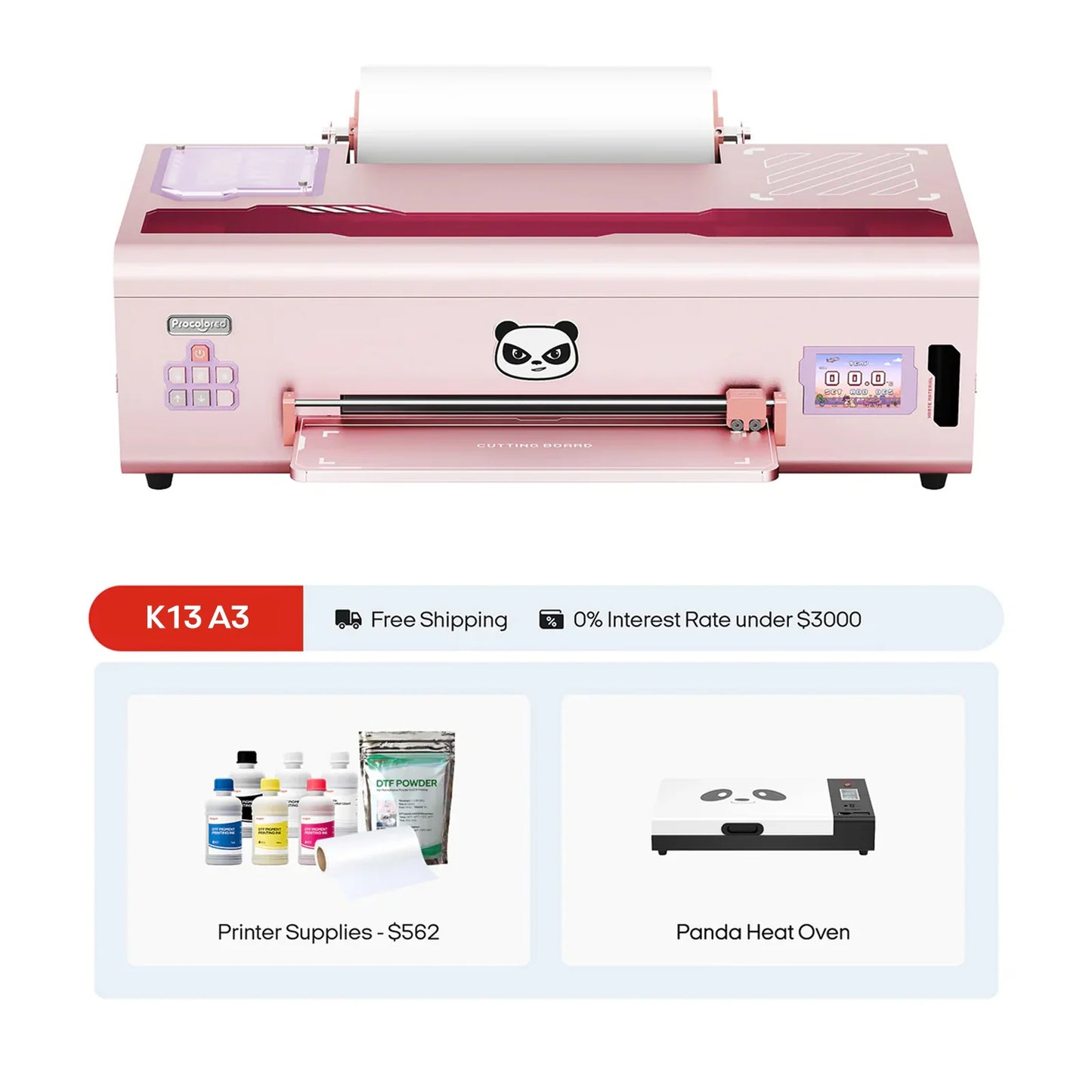 Procolored K13 DTF Printer 13" A3 & Oven- Pink