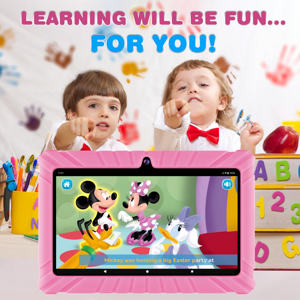 7" Kids Tablet 32GB, 50+ Disney Storybooks, Kid-Proof Case (2023 Model) - Pink