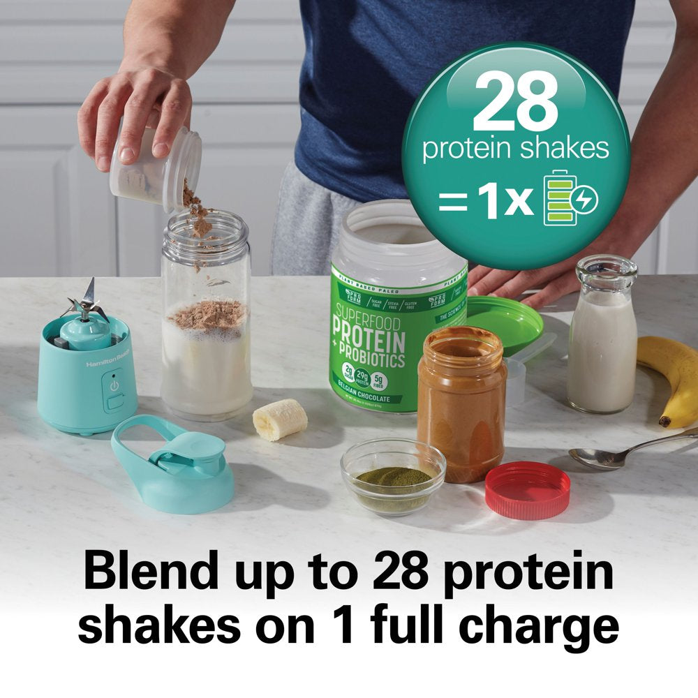 Blend Now Portable Cordless Blender, 16 Oz. Jar with Travel Lid, Aqua, New, 51182