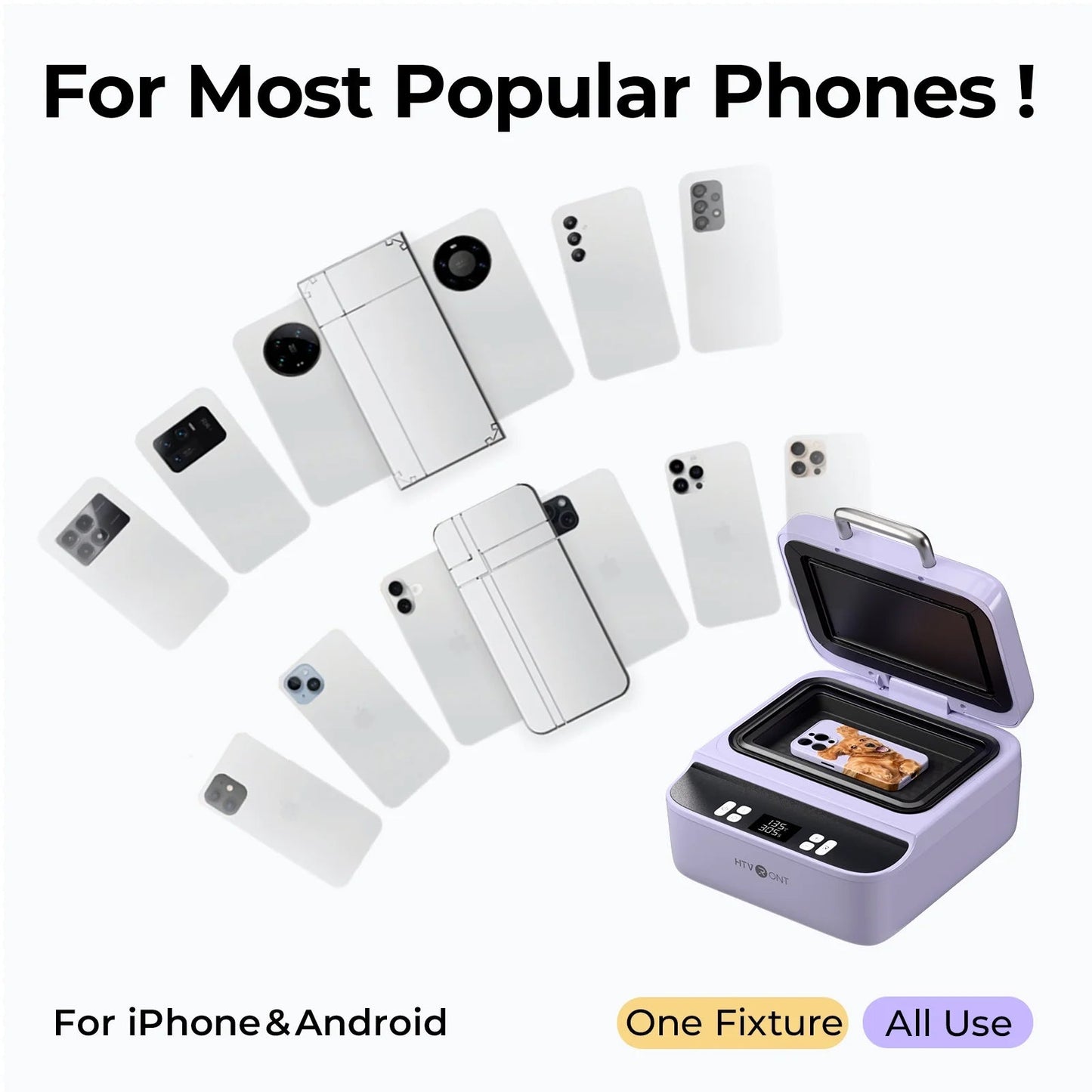 HTVRONT H17 Phone Cases Heat Press - Automatic Vacuum Heat Press Machine for Phone Cases- Sublimation Press for Custom Phone Case, Badges, Coasters,Purple