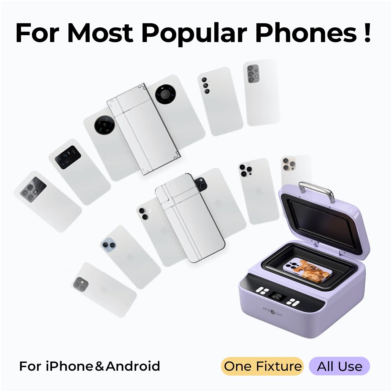 HTVRONT H17 Phone Cases Heat Press - Automatic Vacuum Heat Press Machine for Phone Cases- Sublimation Press for Custom Phone Case, Badges, Coasters,Purple