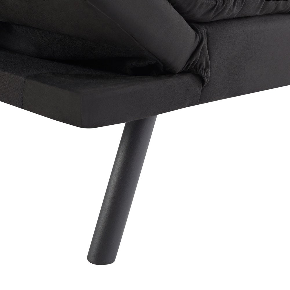 Memory Foam Futon, Black Faux Suede