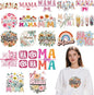Dtf Transfers Ready to Press - 20Pcs Mother'S Day Iron on Transfers for Tshirts, Floral Mama Iron on Decals Patches, Flower Mama Heat Transfer Stickers for Clothes Pillows Bag DIY Crafts