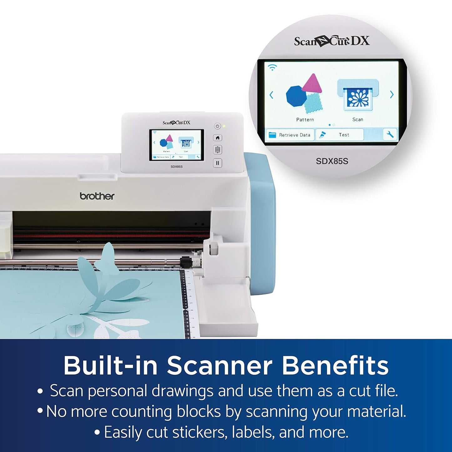 Brother Scanncut SDX85S Electronic DIY Cutting Machine with Scanner, Make Vinyl Wall Art, Appliques, Homemade Cards and More with 251 Included Patterns