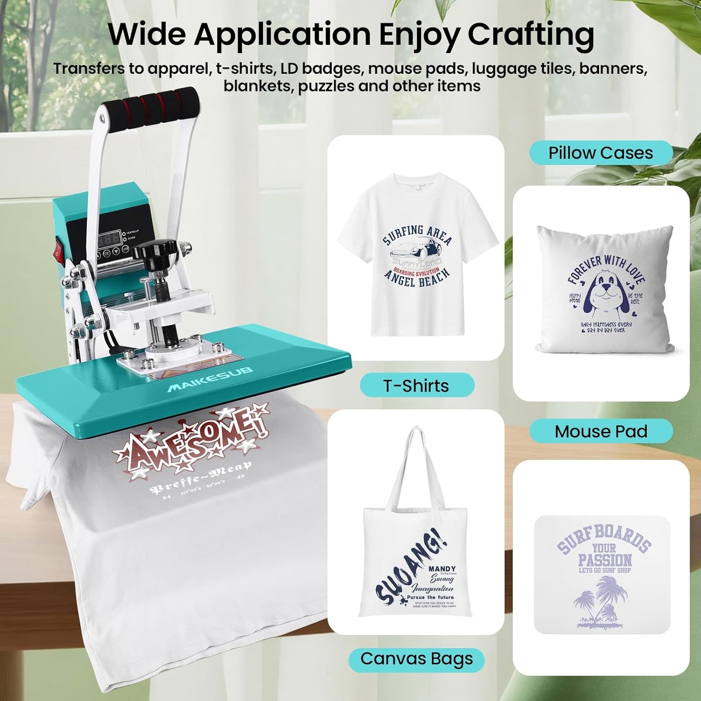 12X10 Inch Heat Press Machine for T Shirts Digital Industrial Sublimation Printer for Heat Transfer Vinyl Intelligent Green Press Machine for HTV Heat Transfer Projects