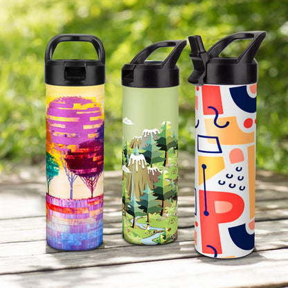 8 Pack 20Oz Sublimation Tumbler Set Triple-Insulated Stainless Steel Sports Water Bottle with Straw Lid Blank Sublimation Cup with DIY Stickers, Shrink Wrap, Rubber Base, Heat Tape for Heat Transfer