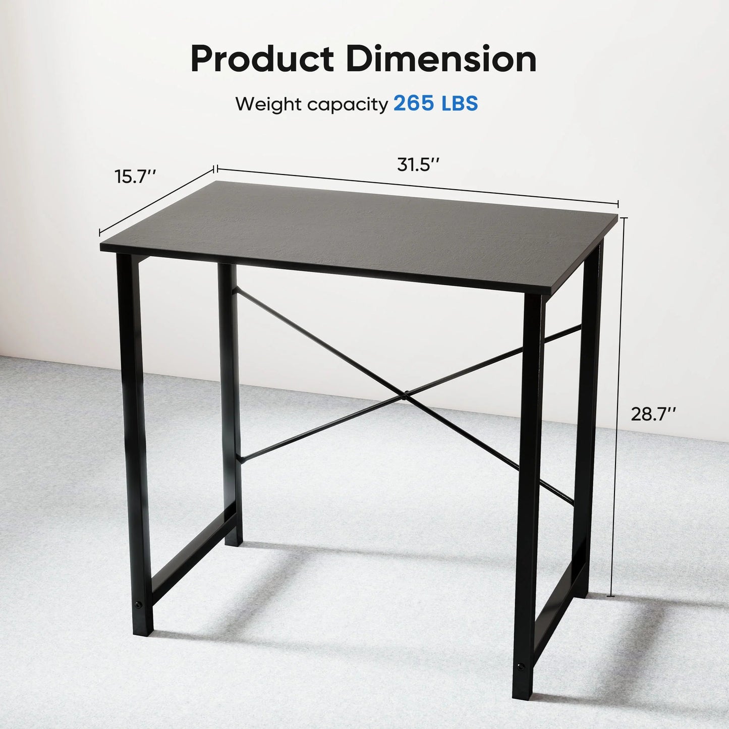 31 Inch Computer Desk Modern Writing Desk, Industrial Office Desk, Office Table for Small Spaces,Sturdy Laptop Table for Home Office, Black