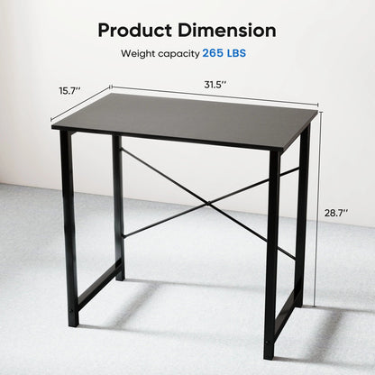 31 Inch Computer Desk Modern Writing Desk, Industrial Office Desk, Office Table for Small Spaces,Sturdy Laptop Table for Home Office, Black