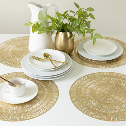 Zayne Pressed Vinyl round Table Placemat Gold 15.8" RD (1 Piece)