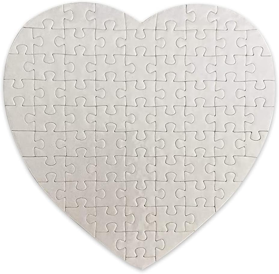 MR.R 6 Sets Sublimation Blanks Heart Puzzle,White Jigsaw Blank Puzzle for Sublimation Heat Transfer Press, 7.87''X7.87'',83 Pieces per Set