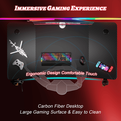 47 Inch Gaming Desk, Ergonomic Gamer Table, Computer Table, Pc Workstation
