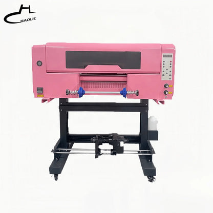 Haolic Pink UV DTF Printer with Dual XP600 Heads & Laminator 2 in 1